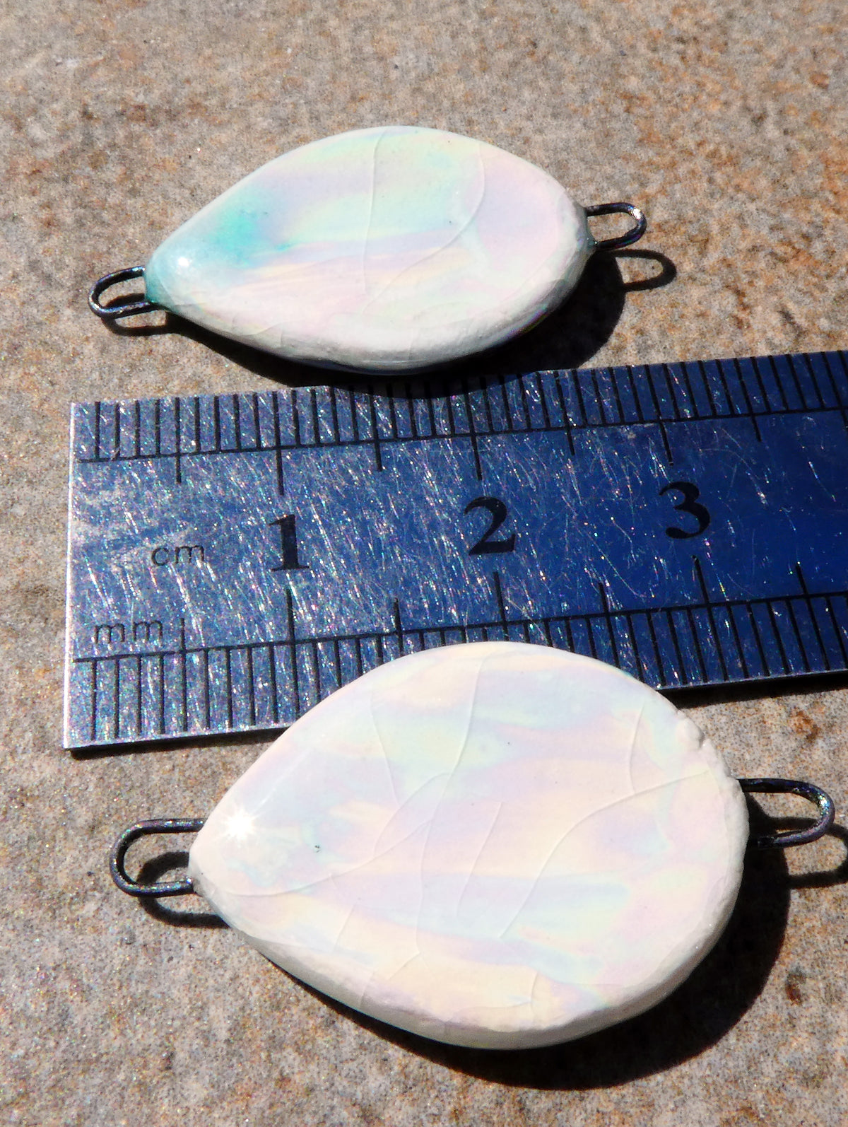 Porcelain Lustrous Ghostly Face Decal Earring Connectors #6