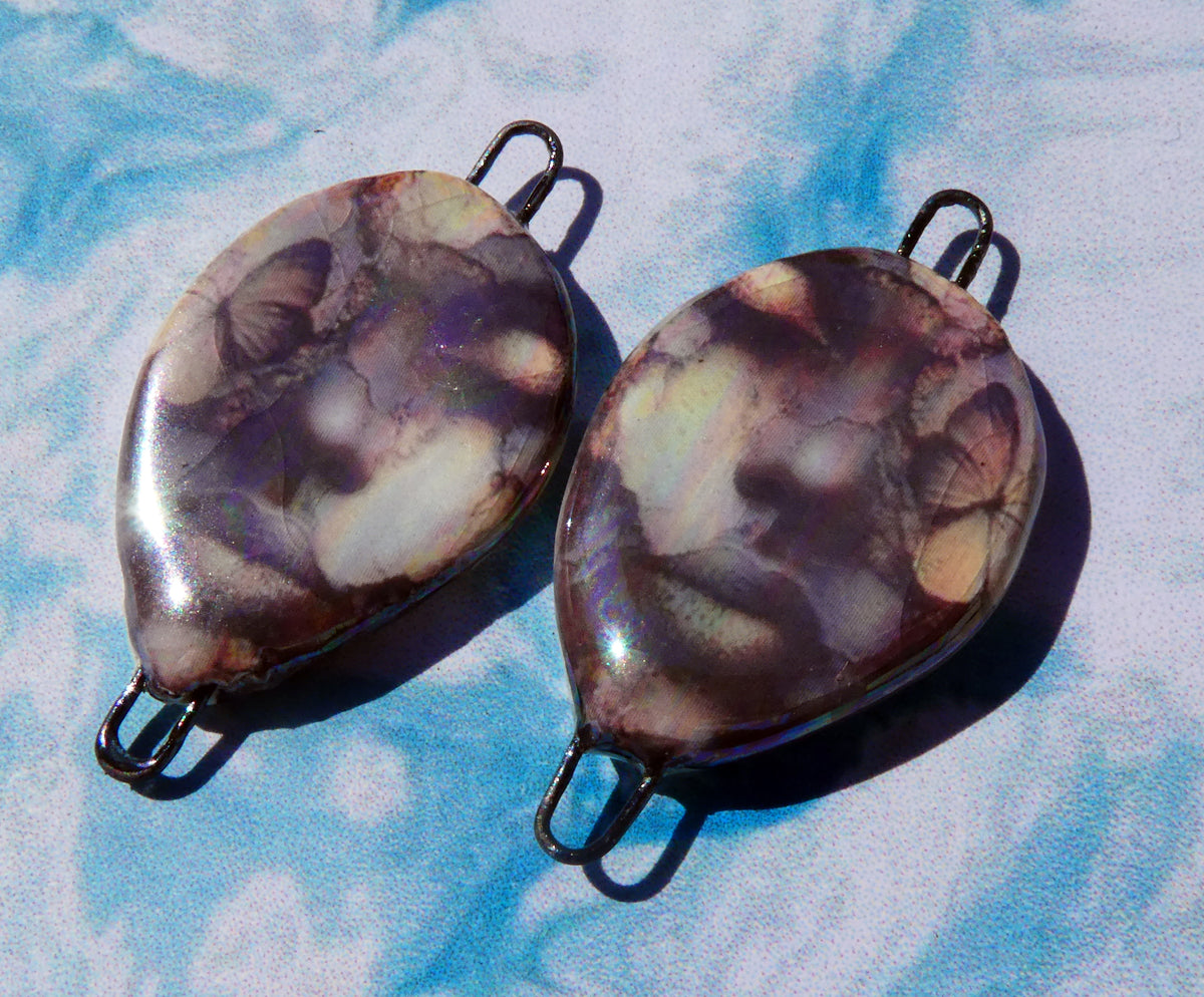 Porcelain Lustrous Ghostly Face Decal Earring Connectors #2