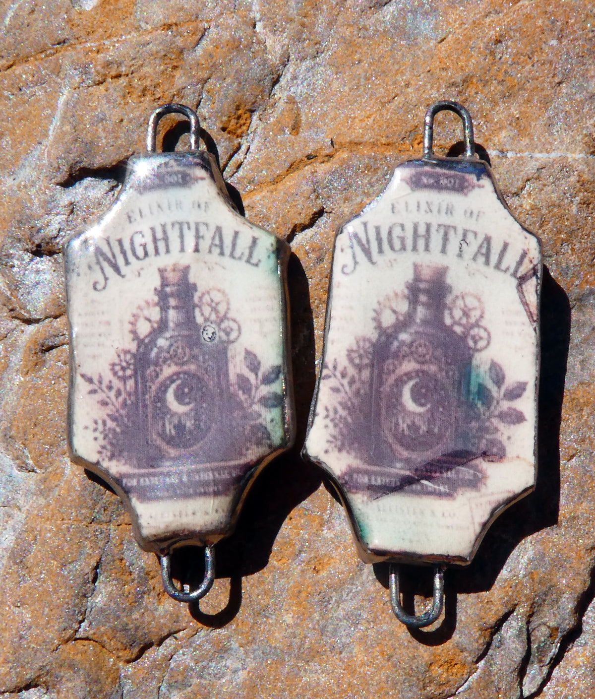 Ceramic Potion Decal Earring Connectors #4