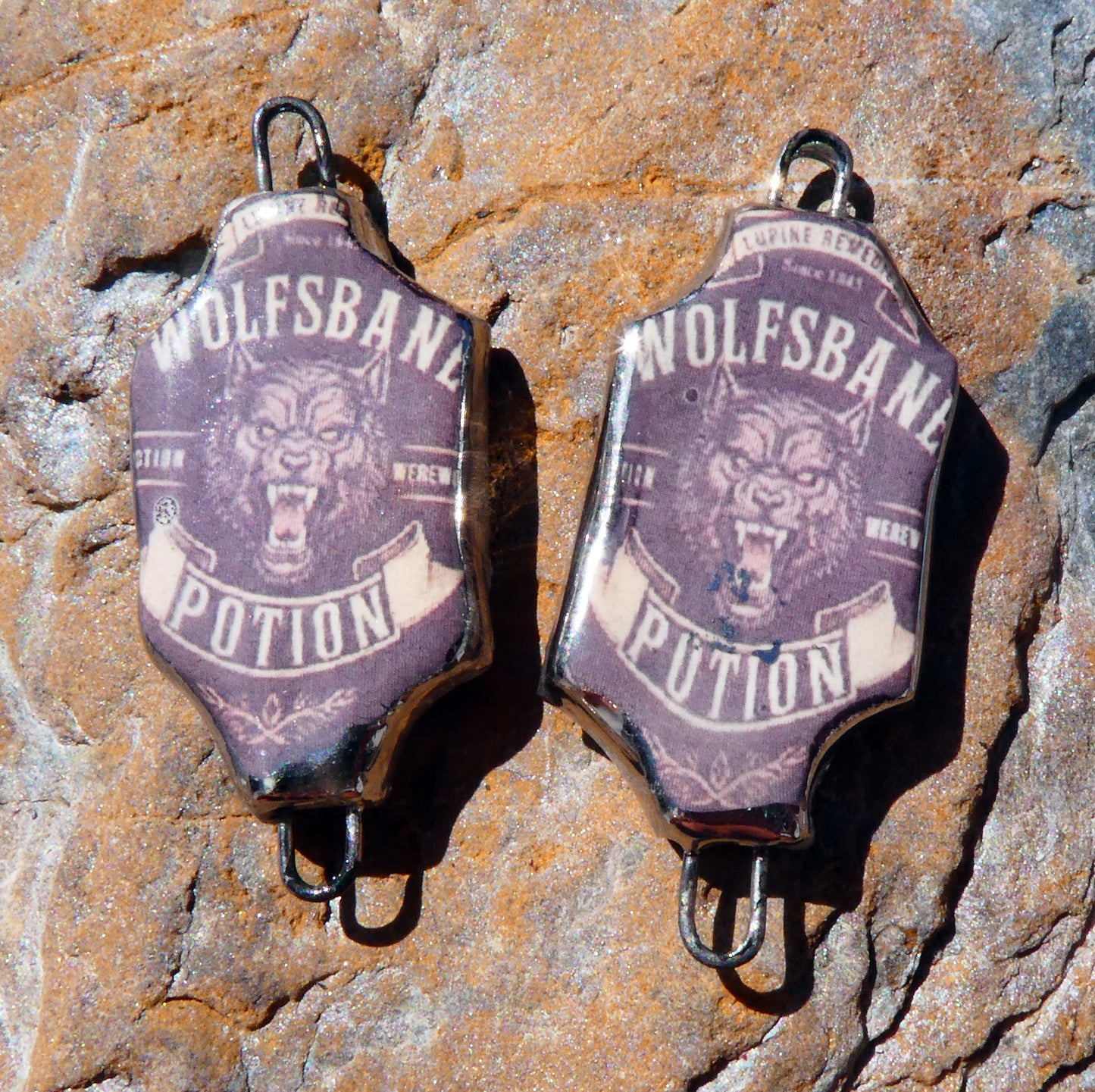 Ceramic Potion Decal Earring Connectors #10