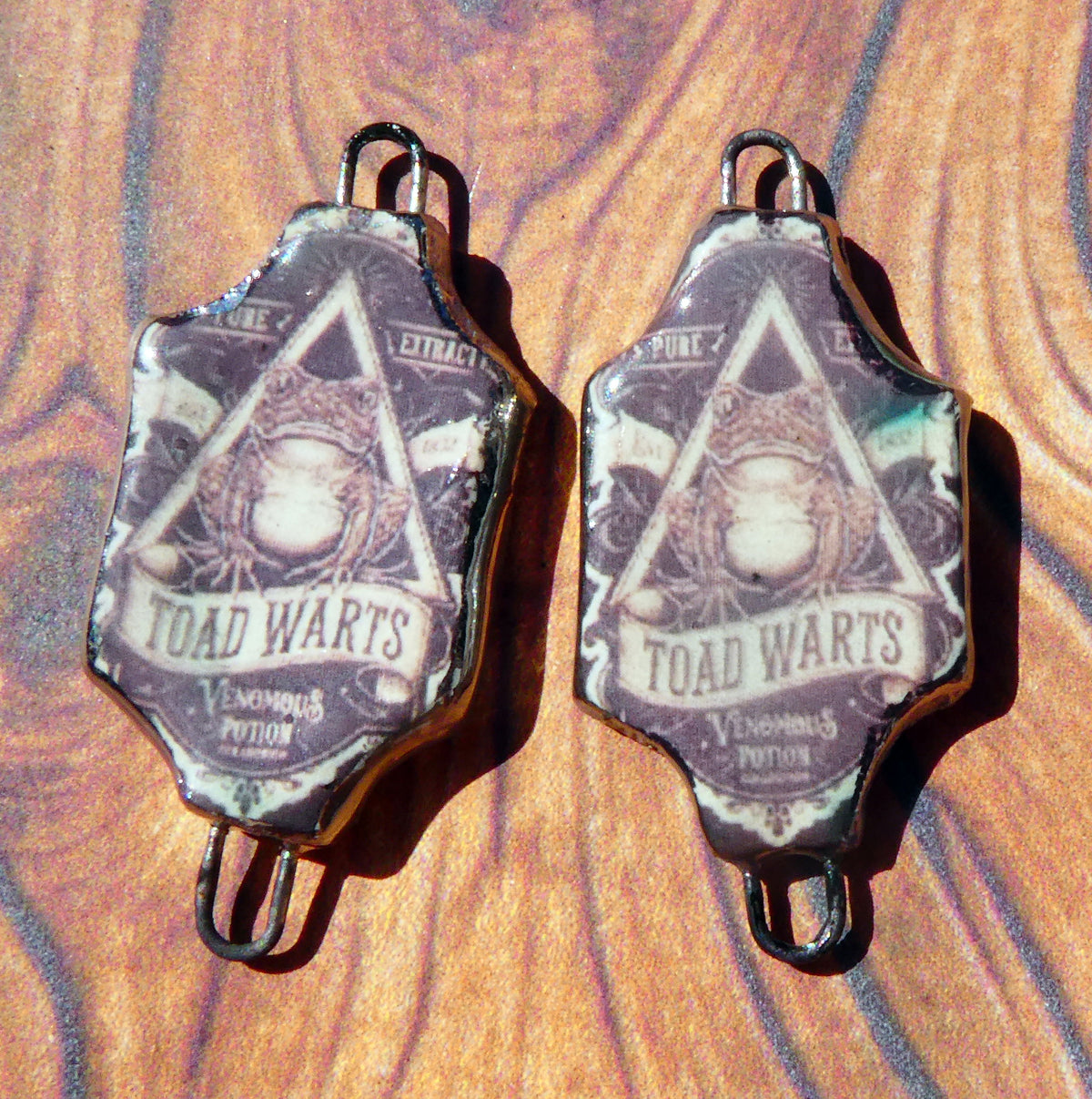 Ceramic Potion Decal Earring Connectors #12