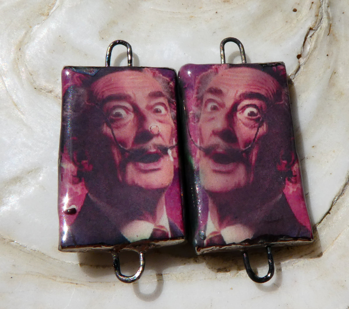 Ceramic Dali Inspired Earring Connectors - #1