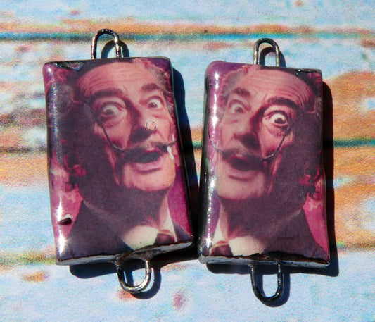 Ceramic Dali Inspired Earring Connectors - #1