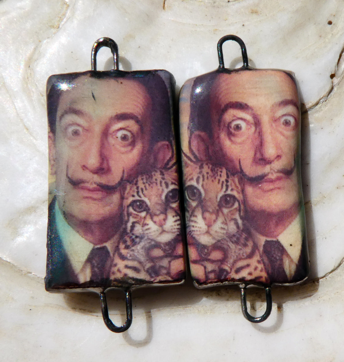 Ceramic Dali Inspired Earring Connectors - #2