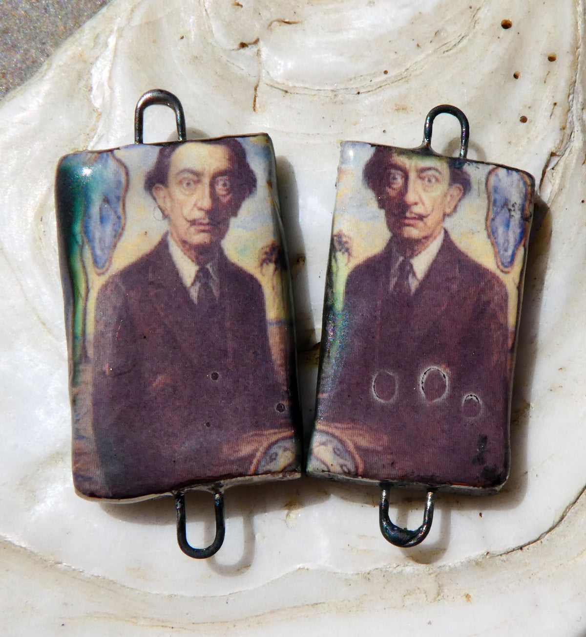 Ceramic Dali Inspired Earring Connectors - #3
