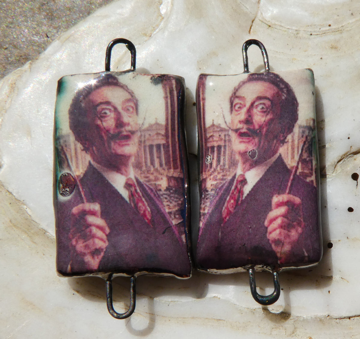 Ceramic Dali Inspired Earring Connectors - #4