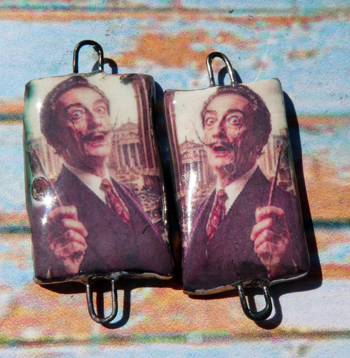Ceramic Dali Inspired Earring Connectors - #4