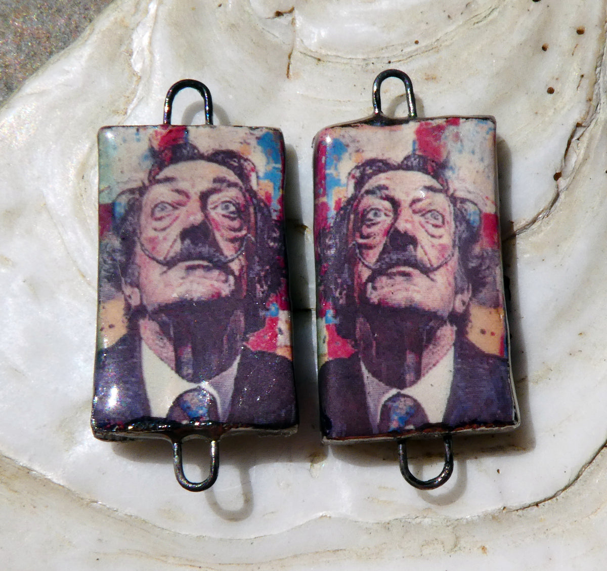 Ceramic Dali Inspired Earring Connectors - #6