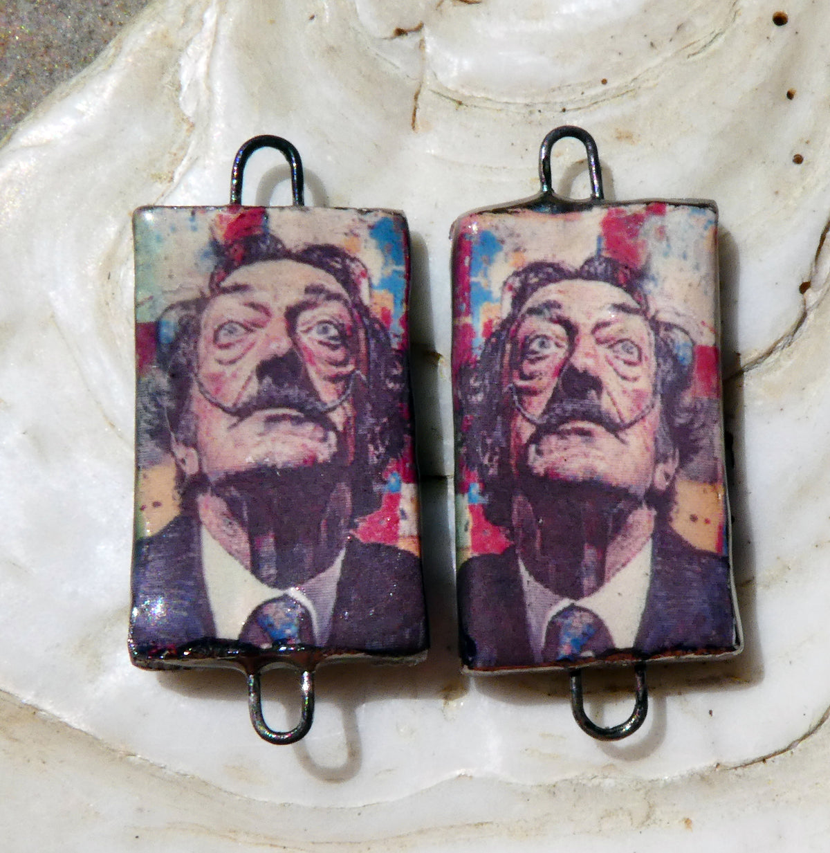 Ceramic Dali Inspired Earring Connectors - #6