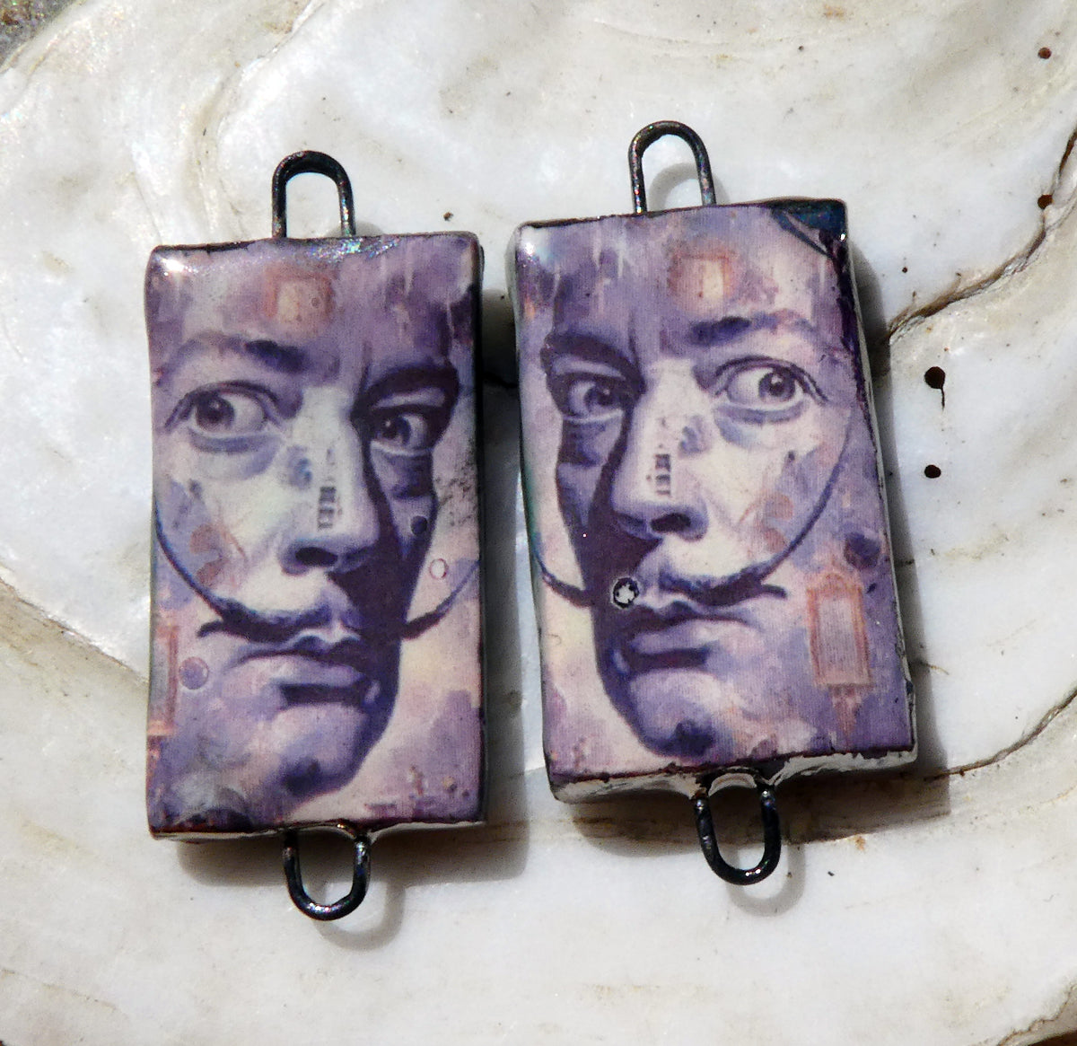 Ceramic Dali Inspired Earring Connectors - #7