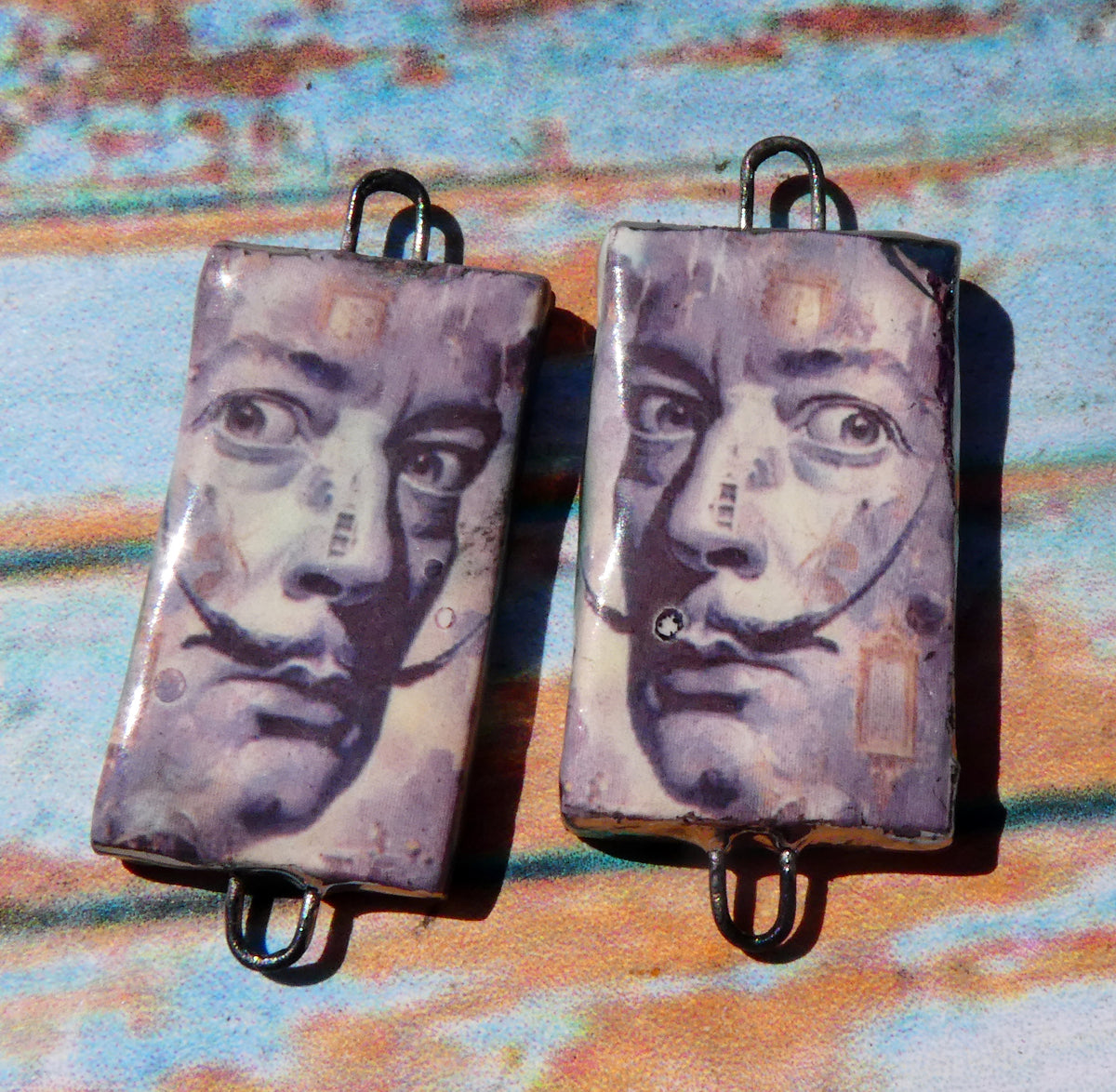 Ceramic Dali Inspired Earring Connectors - #7