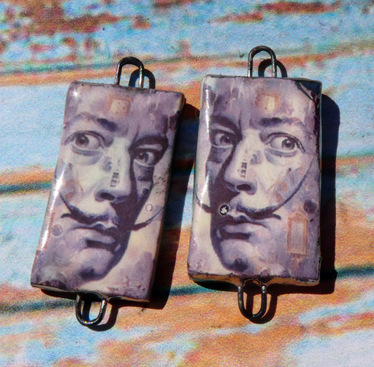 Ceramic Dali Inspired Earring Connectors - #7