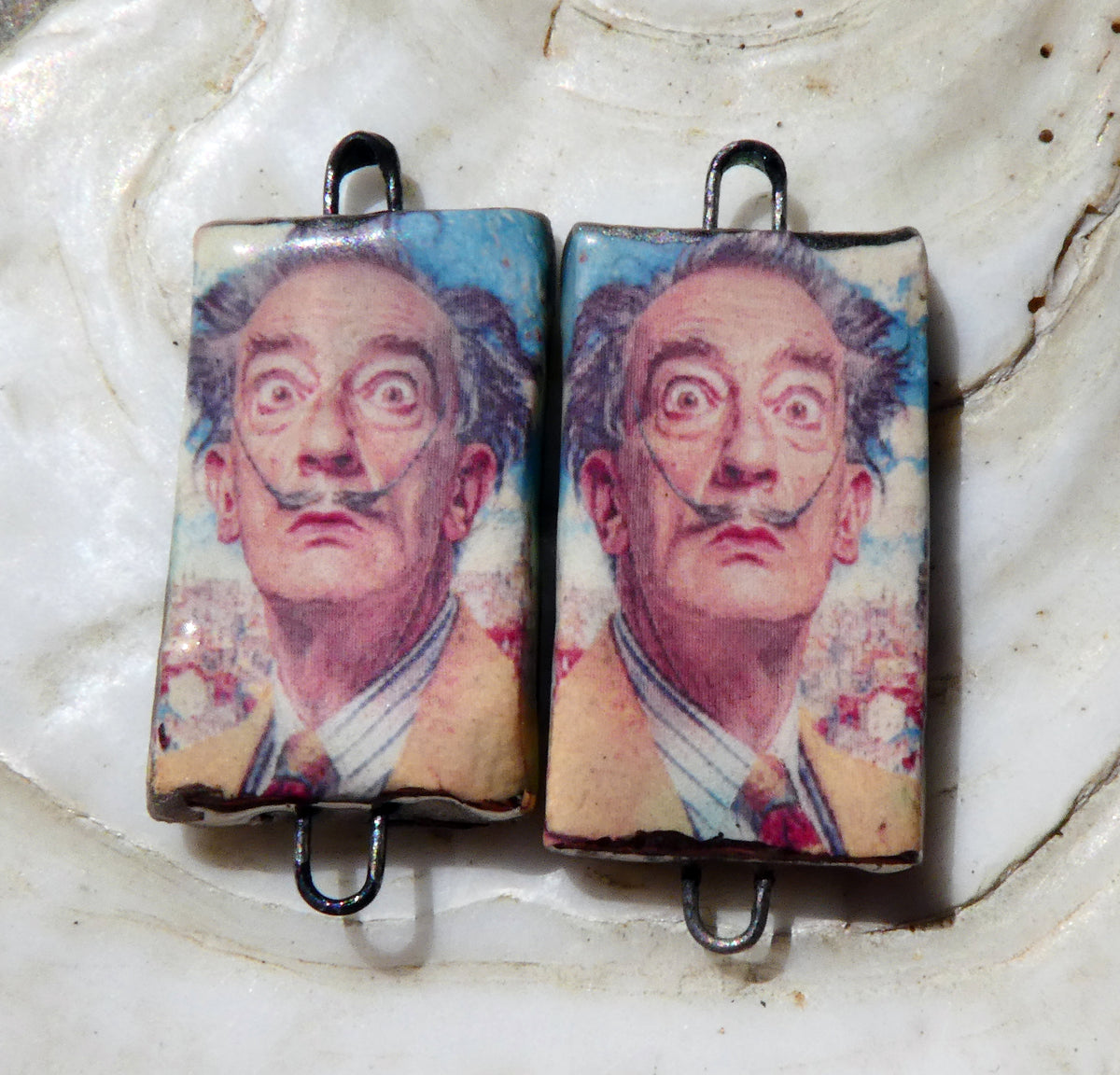 Ceramic Dali Inspired Earring Connectors - #9