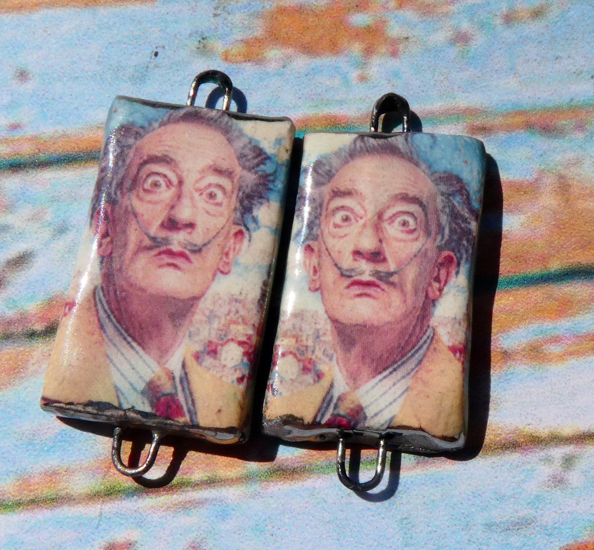 Ceramic Dali Inspired Earring Connectors - #9