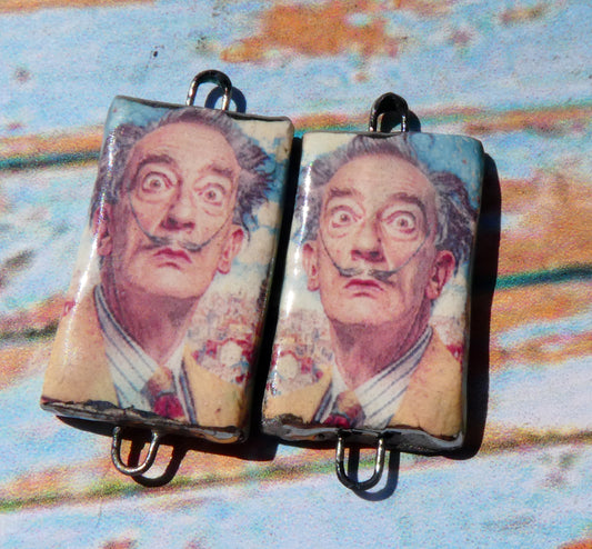 Ceramic Dali Inspired Earring Connectors - #9