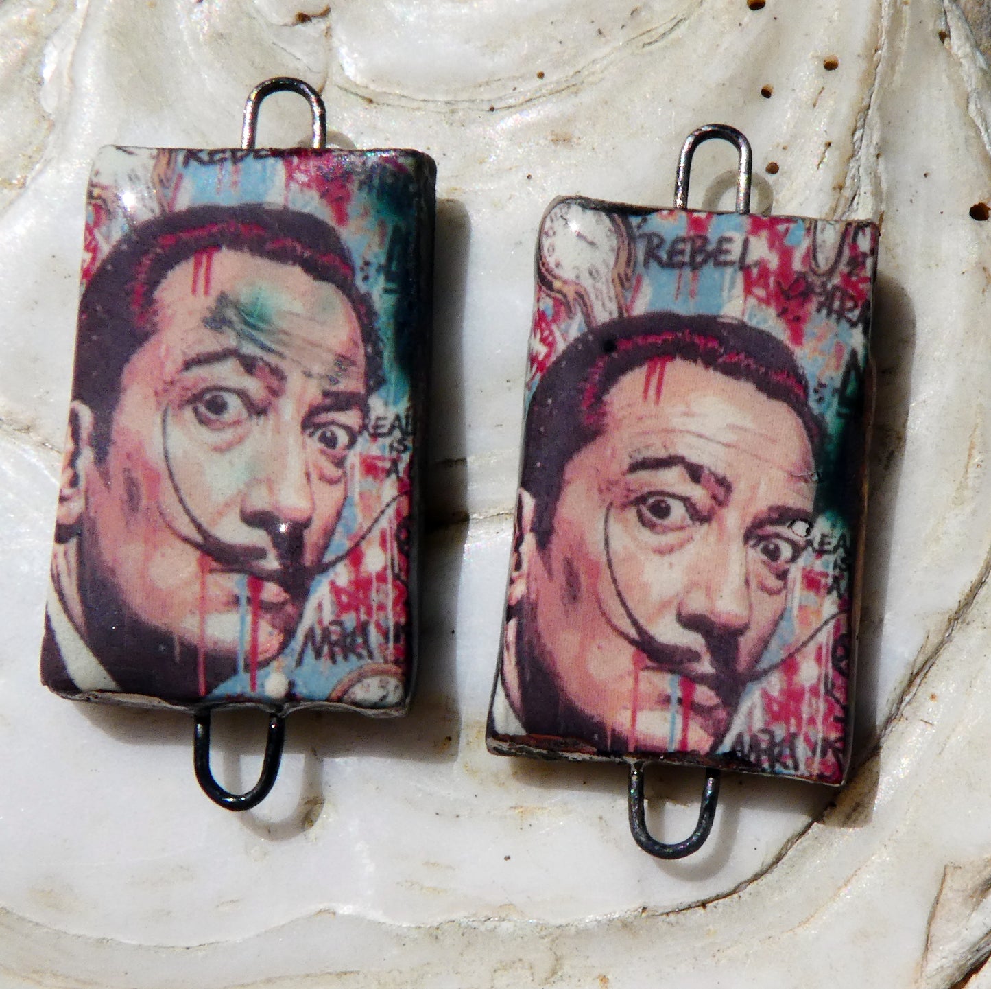 Ceramic Dali Inspired Earring Connectors - #10