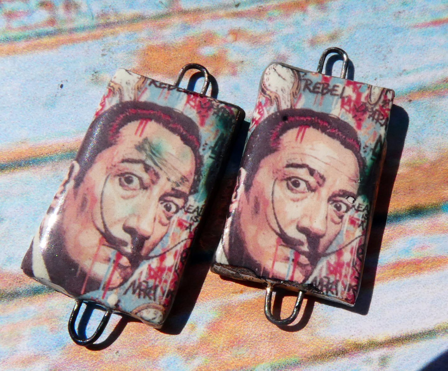 Ceramic Dali Inspired Earring Connectors - #10