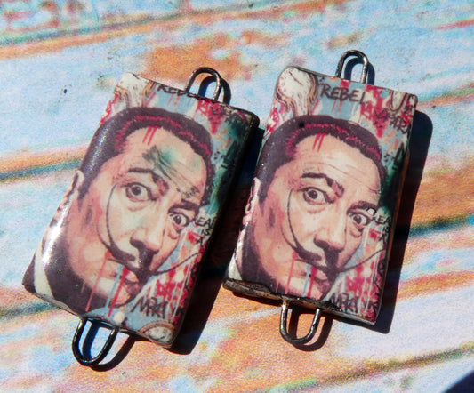 Ceramic Dali Inspired Earring Connectors - #10