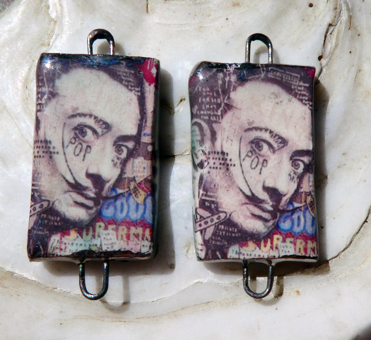 Ceramic Dali Inspired Earring Connectors - #11