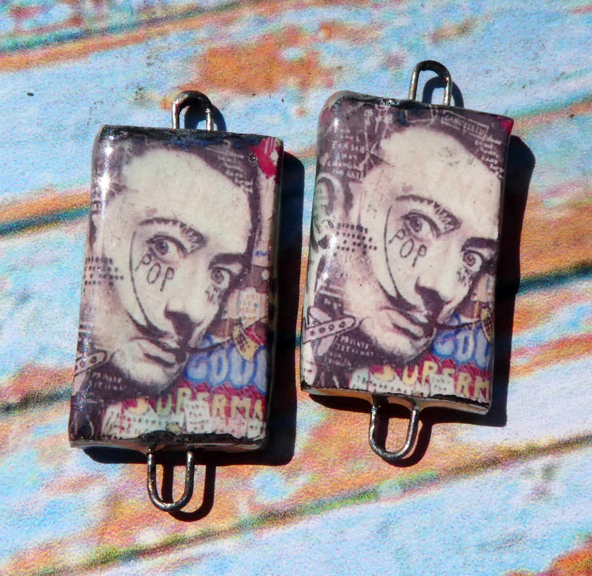 Ceramic Dali Inspired Earring Connectors - #11