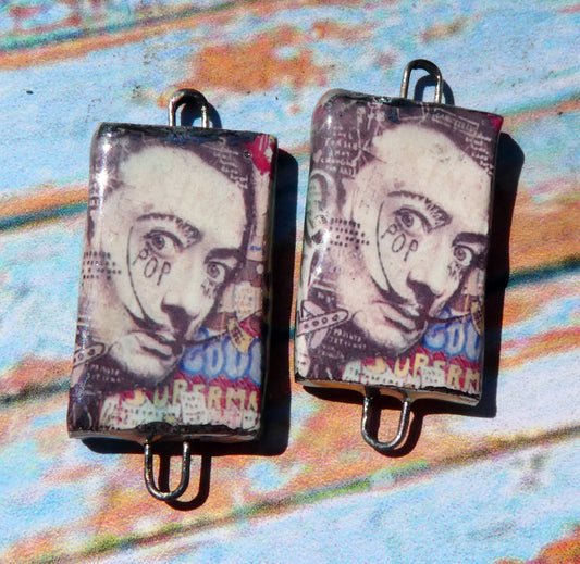 Ceramic Dali Inspired Earring Connectors - #11
