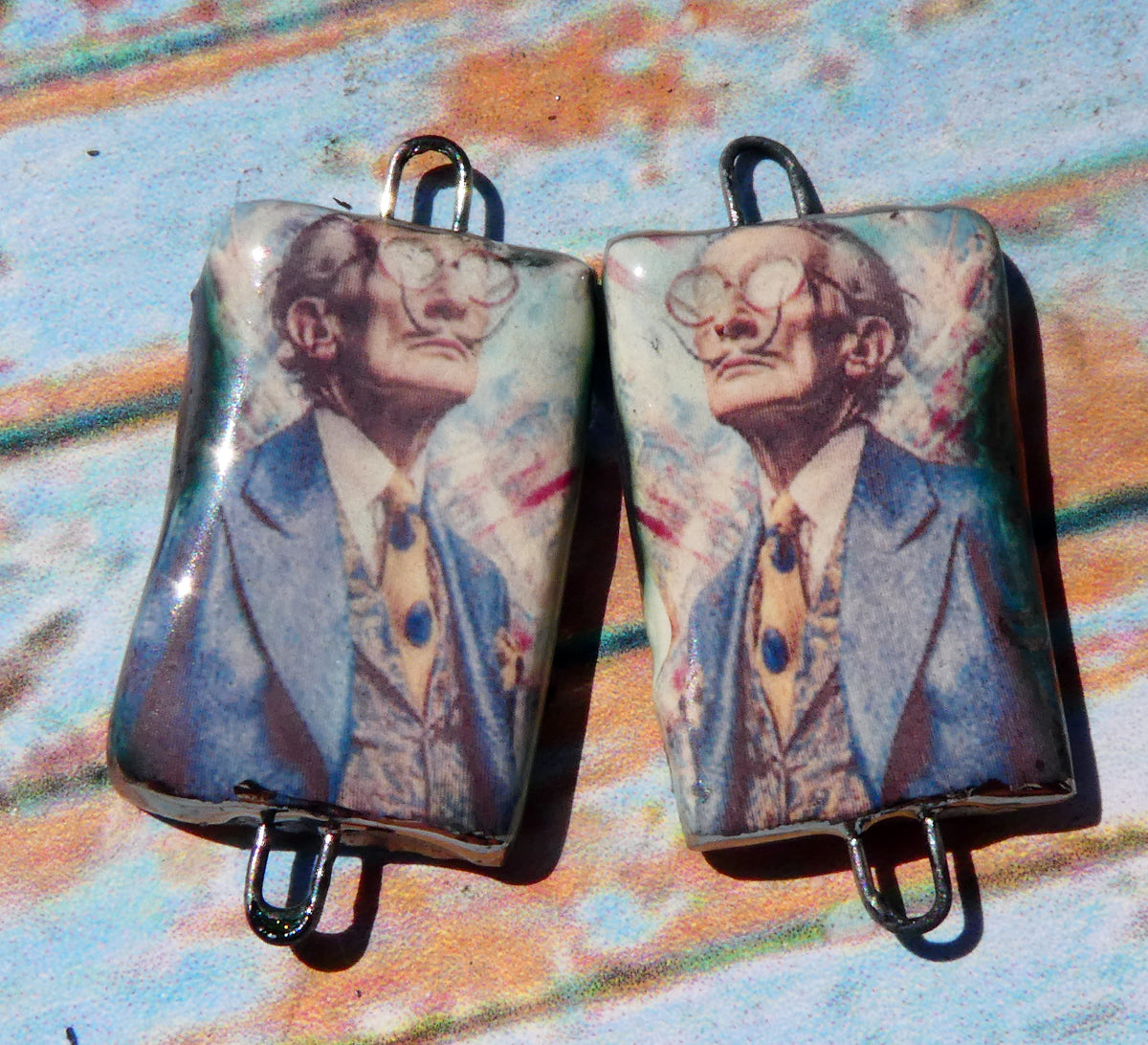 Ceramic Dali Inspired Earring Connectors - #13
