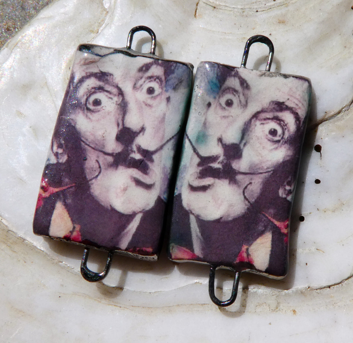 Ceramic Dali Inspired Earring Connectors - #14