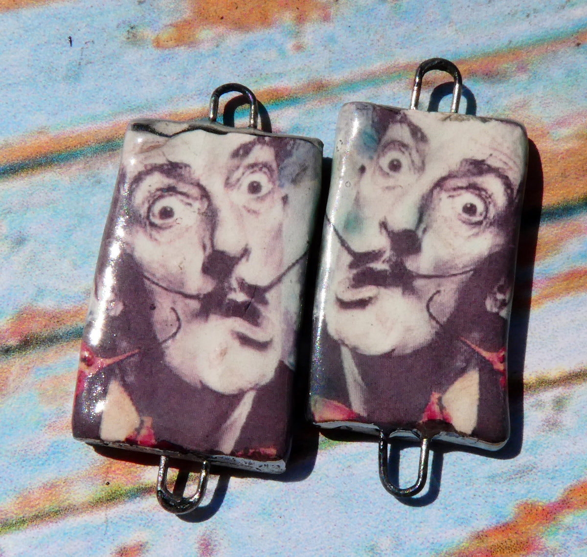 Ceramic Dali Inspired Earring Connectors - #14
