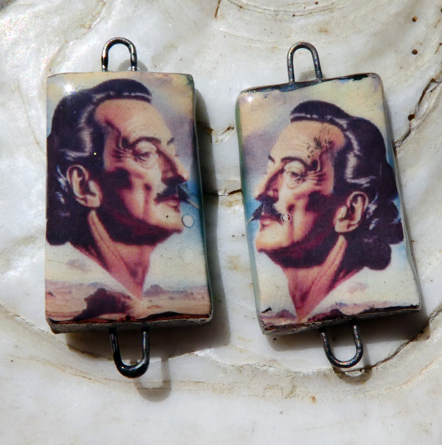 Ceramic Dali Inspired Earring Connectors - #15