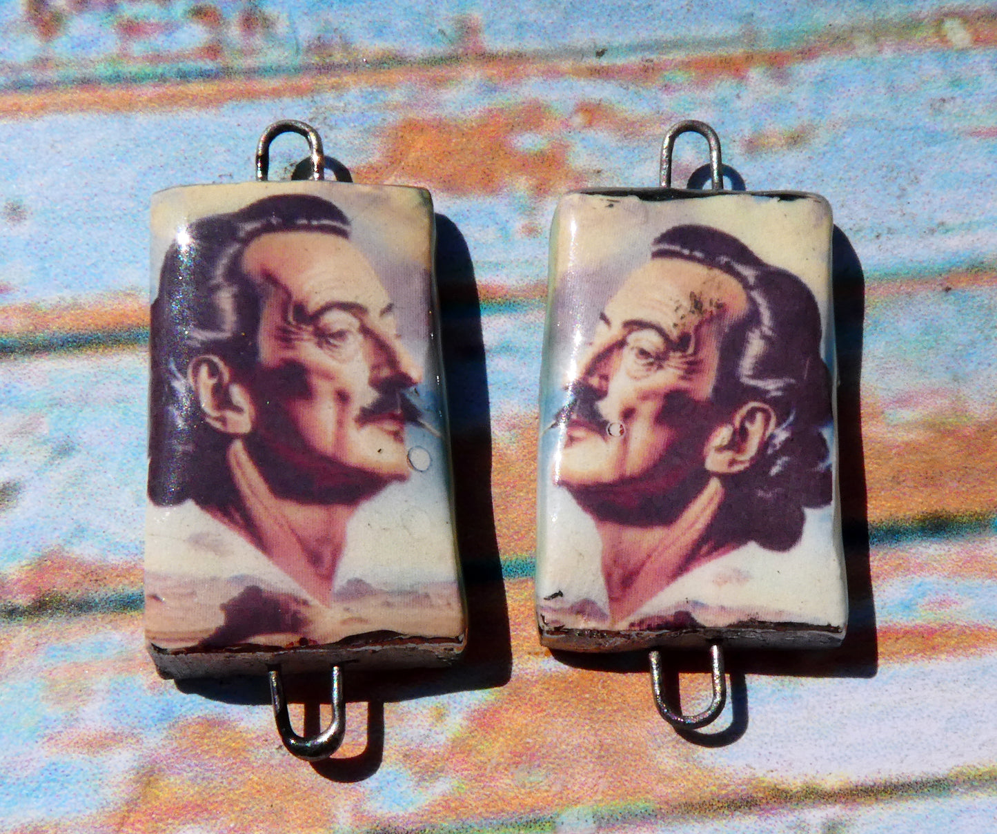 Ceramic Dali Inspired Earring Connectors - #15