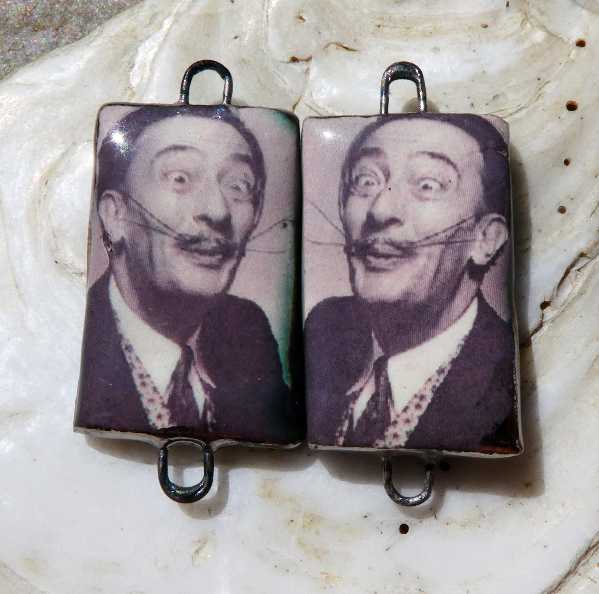 Ceramic Dali Inspired Earring Connectors - #16