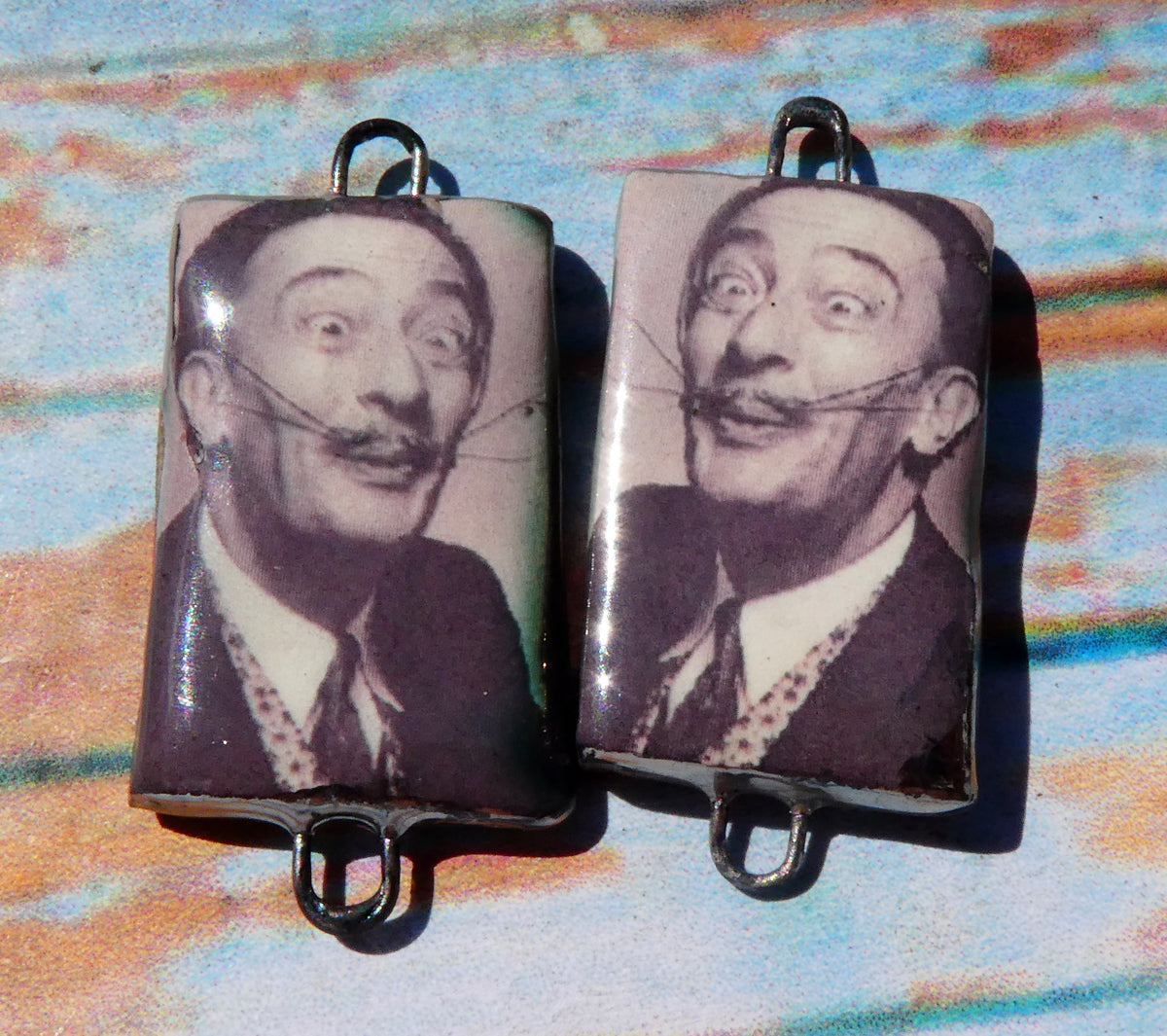 Ceramic Dali Inspired Earring Connectors - #16