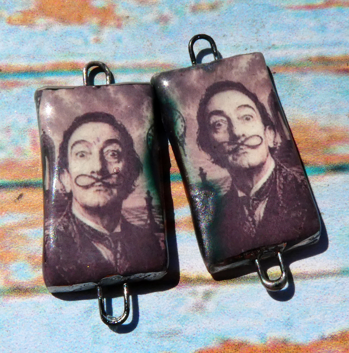 Ceramic Dali Inspired Earring Connectors - #17