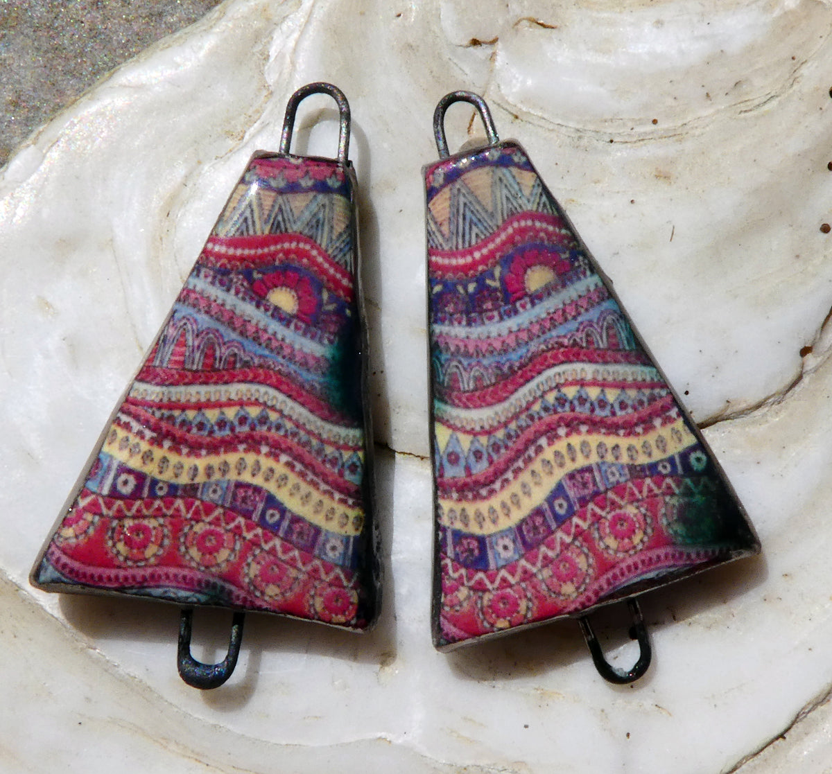 Ceramic  Paisley Pattern Decal Connectors #1
