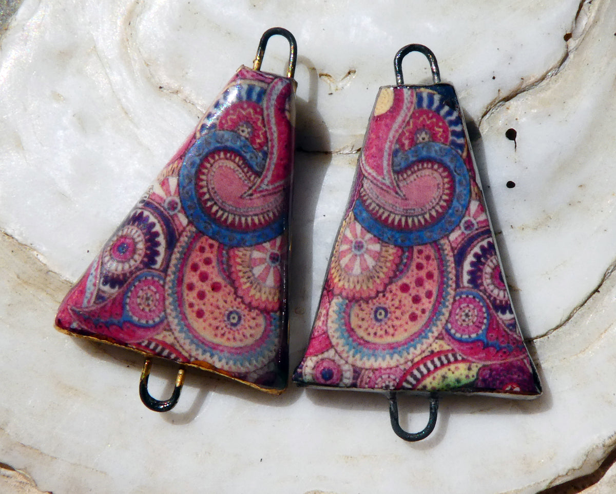 Ceramic  Paisley Pattern Decal Connectors #2