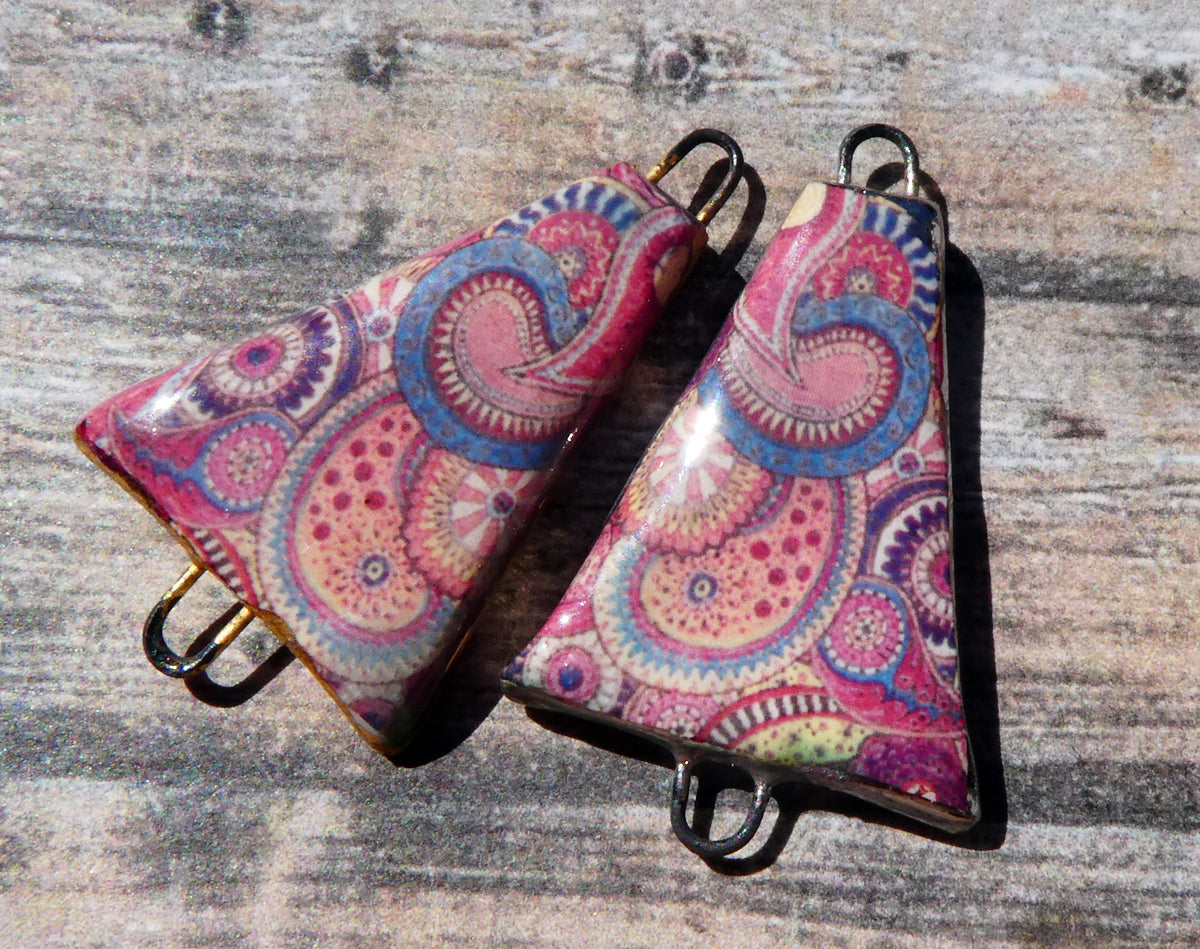 Ceramic  Paisley Pattern Decal Connectors #2