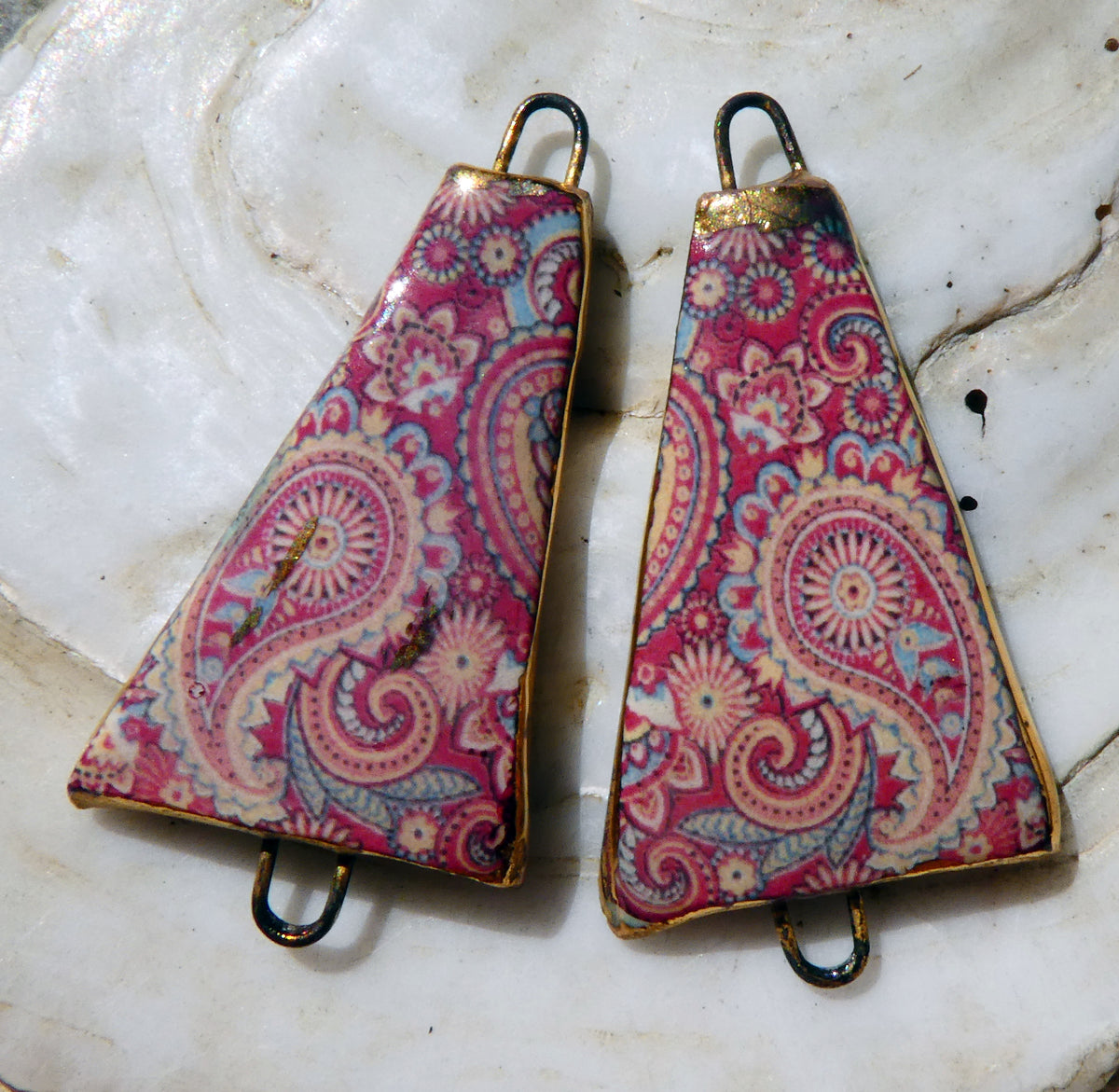Ceramic  Paisley Pattern Decal Connectors #3