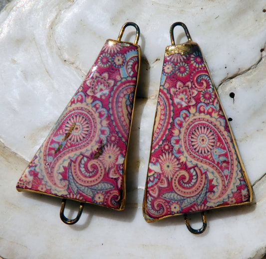 Ceramic  Paisley Pattern Decal Connectors #3