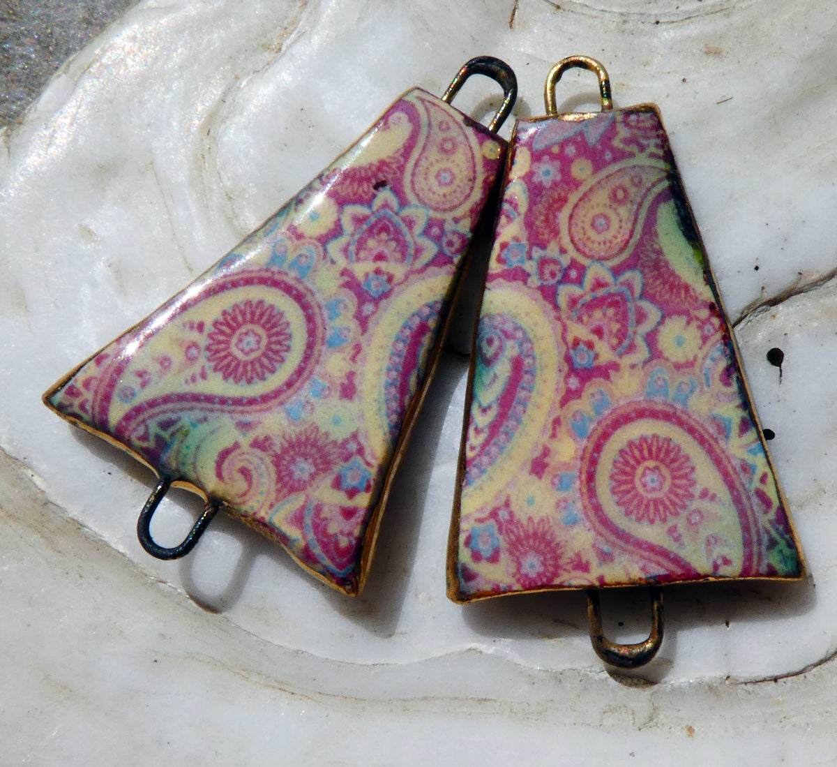 Ceramic  Paisley Pattern Decal Connectors #4