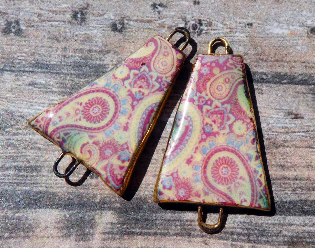 Ceramic  Paisley Pattern Decal Connectors #4