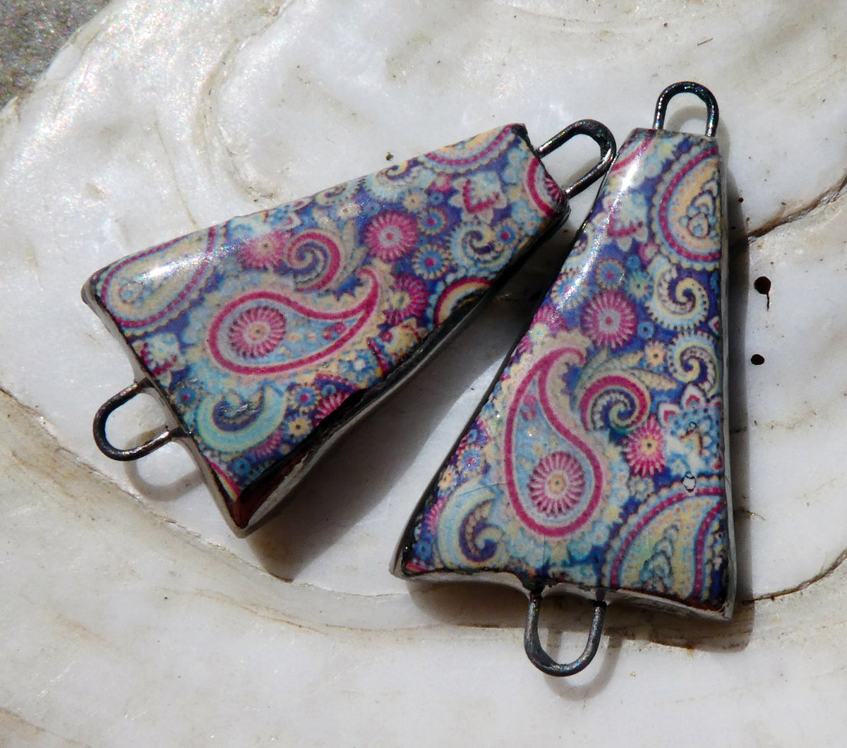 Ceramic  Paisley Pattern Decal Connectors #5