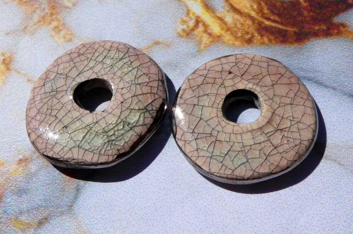 Ceramic Lustre Rimmed Discs - Orchid Crackle