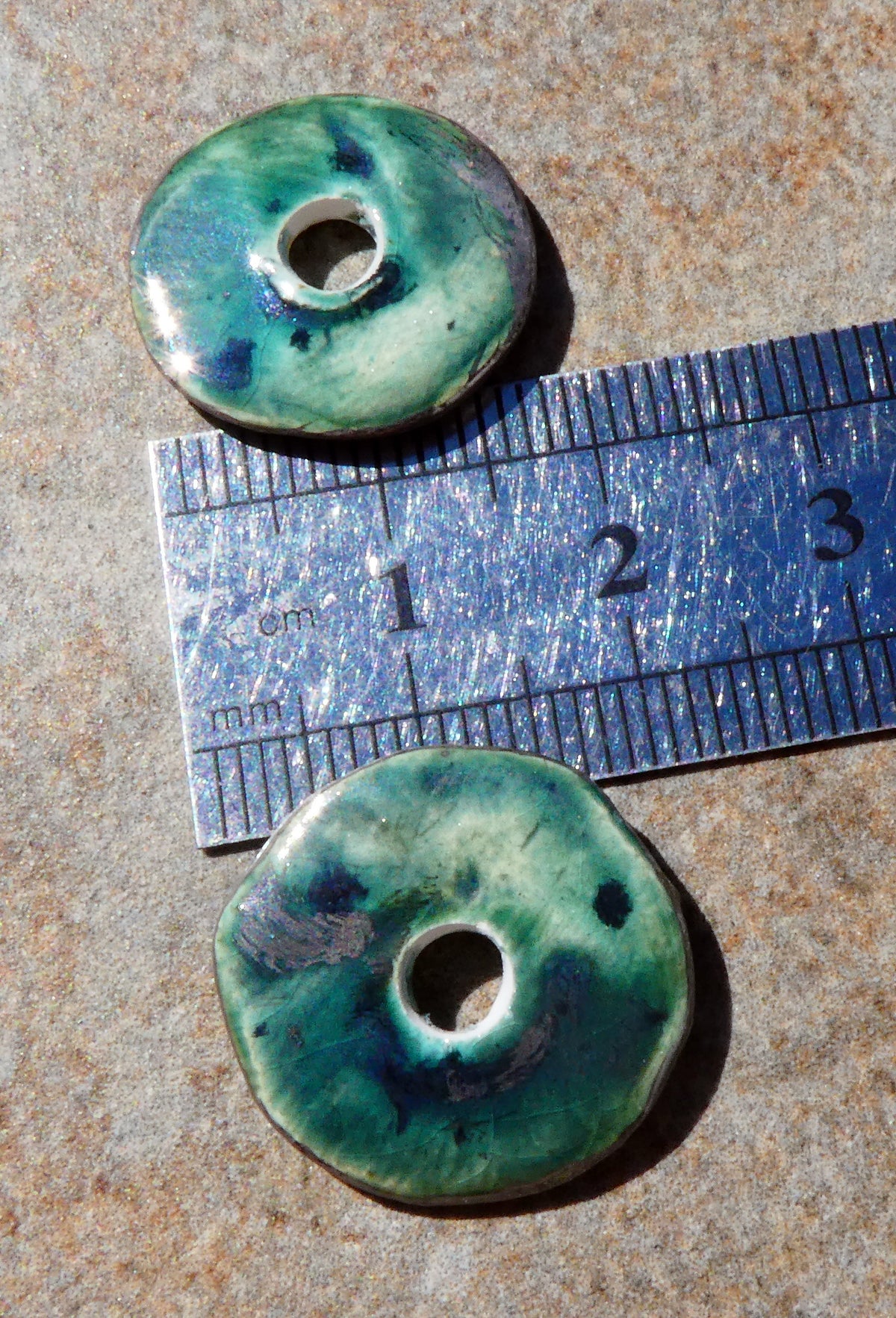Ceramic Lustre Rimmed Discs - Emerald Mist