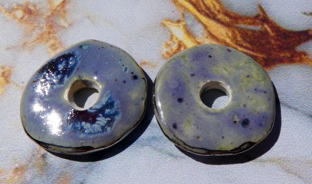 Ceramic Lustre Rimmed Discs - Glacier Fire