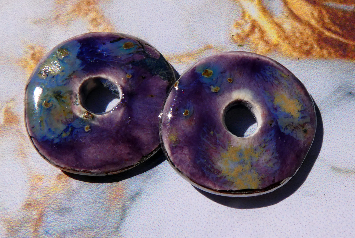 Ceramic Lustre Rimmed Discs - Cosmic Grape