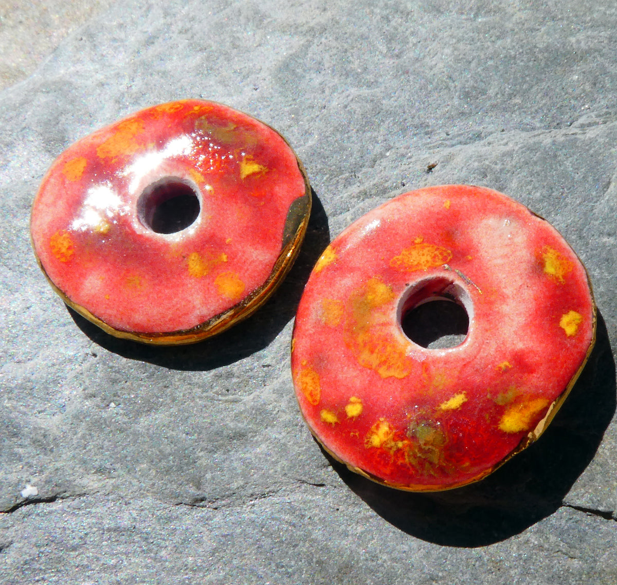 Ceramic Lustre Rimmed Discs - Firecracker