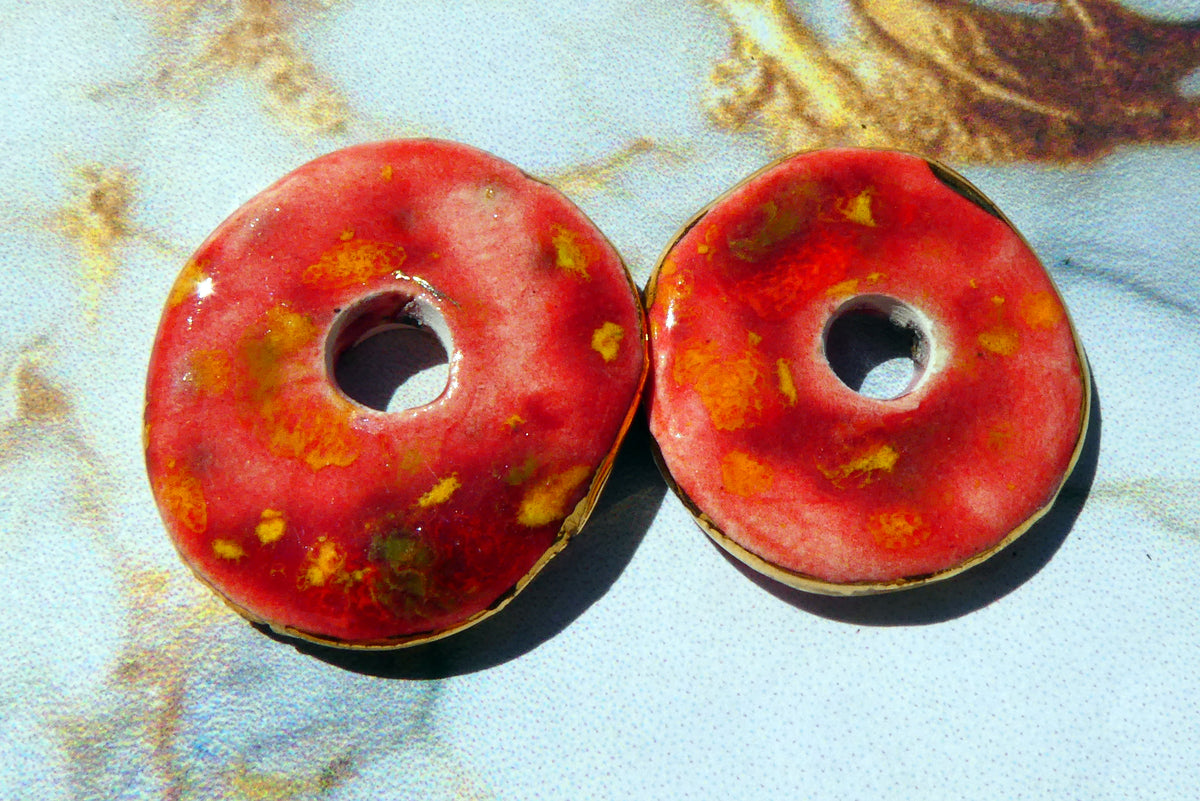 Ceramic Lustre Rimmed Discs - Firecracker