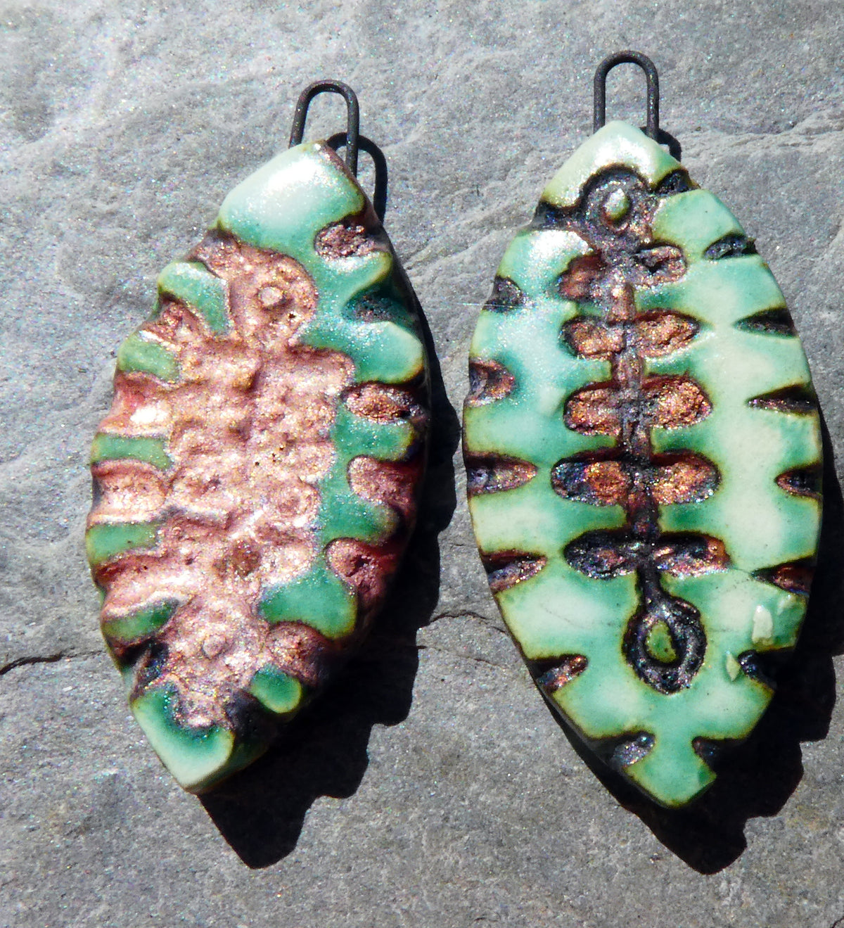 Ceramic Incised Earring Charms #1
