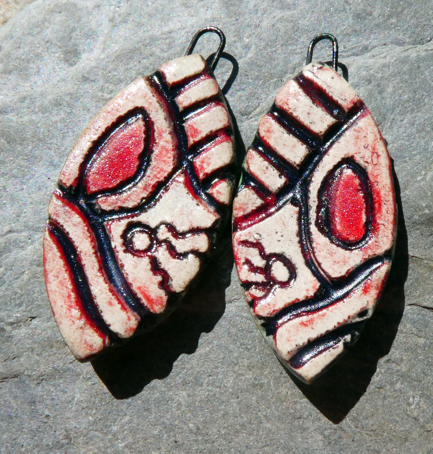 Ceramic Incised Earring Charms #2