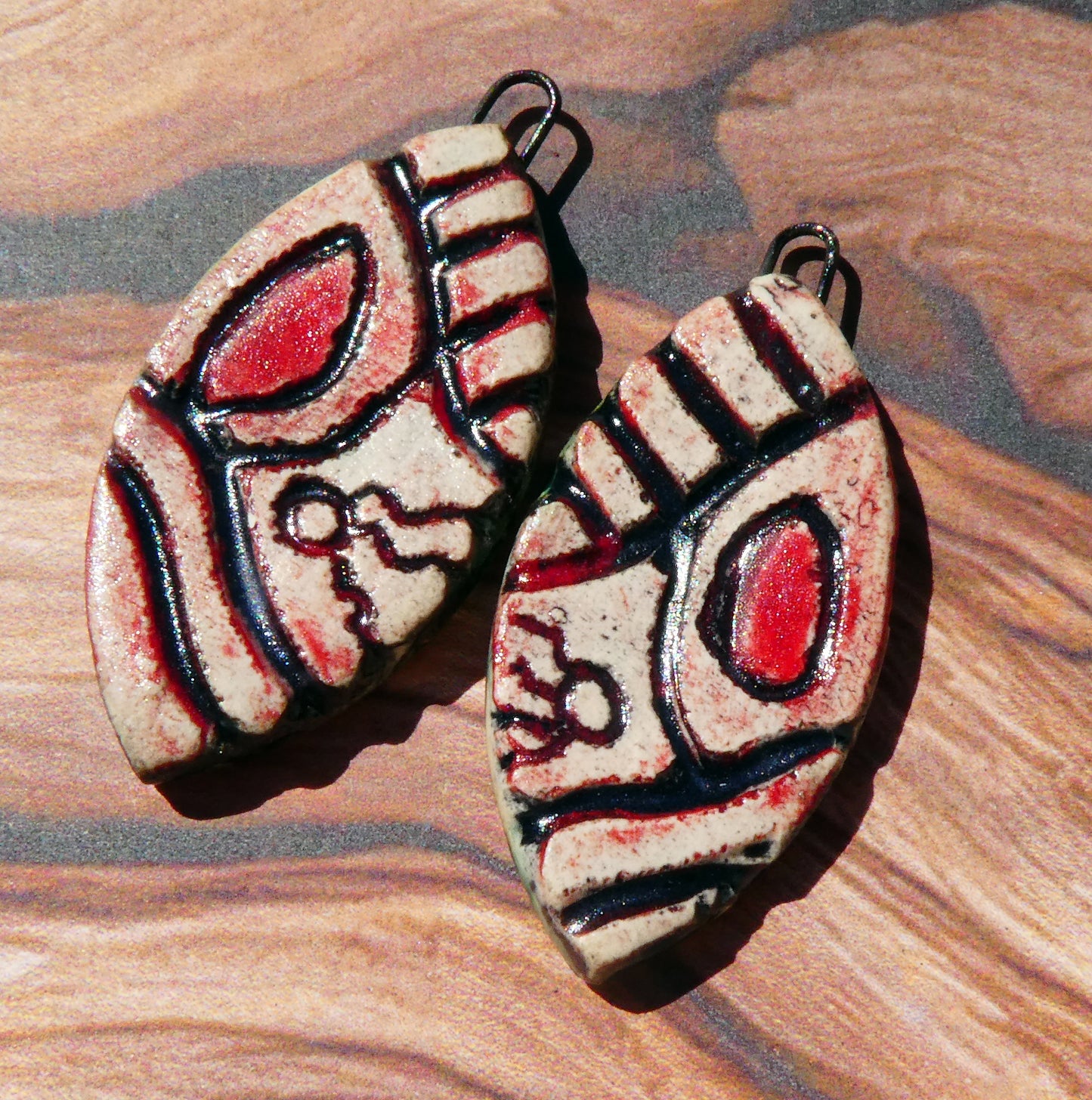 Ceramic Incised Earring Charms #2